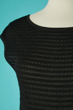 Black asymmetrical knit sleeveless dress with black & white inset lace Chanel