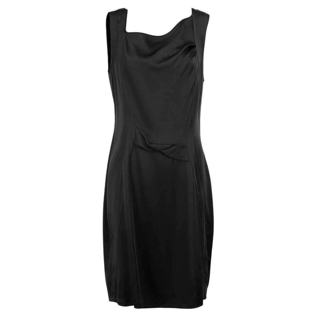 Black Asymmetrical Neck Mini Dress Size XXL For Sale