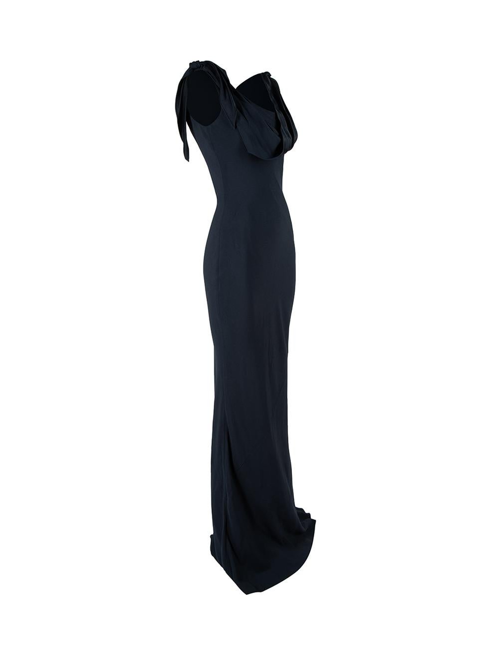 CONDITION is Very good. Minimal wear to dress is evident. Minimal wear to the lining and neckline with marks on this used Dior designer resale item.



Details


Navy

Synthetic

Maxi gown

Asymmetric cowl neckline

Bow detail on shoulder