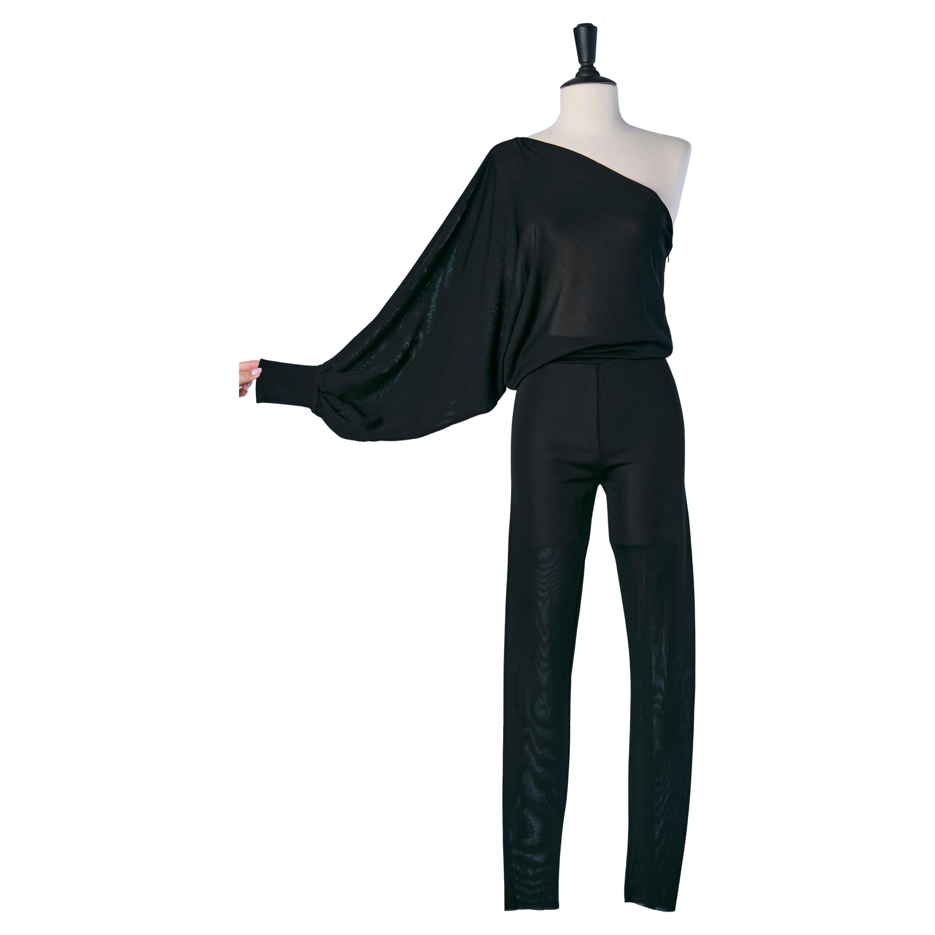 Black asymmetrical rayon jersey jumpsuit ALEXANDRE VAUTHIER