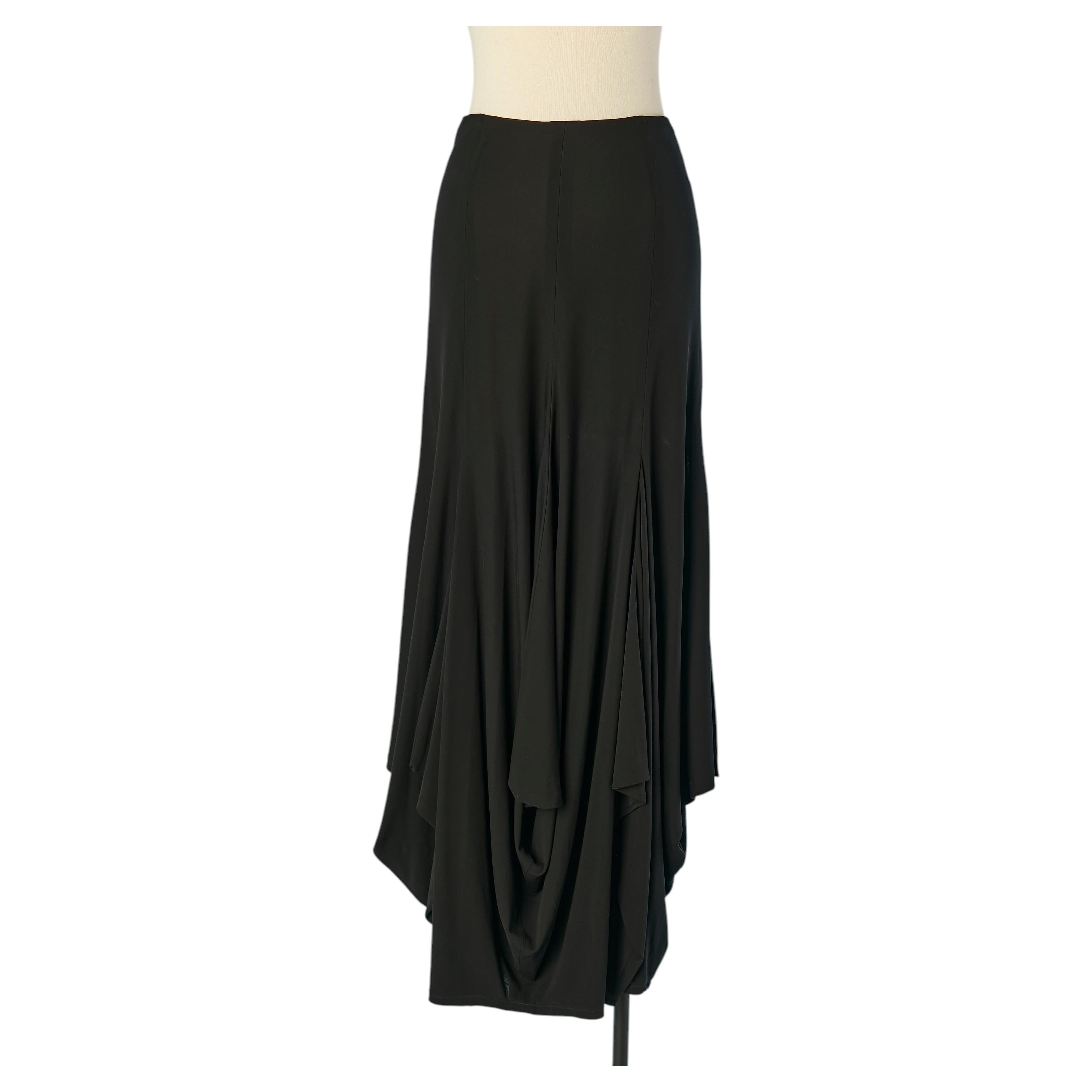 Schwarzer, asymmetrischer Rock aus Rayon von CHANEL