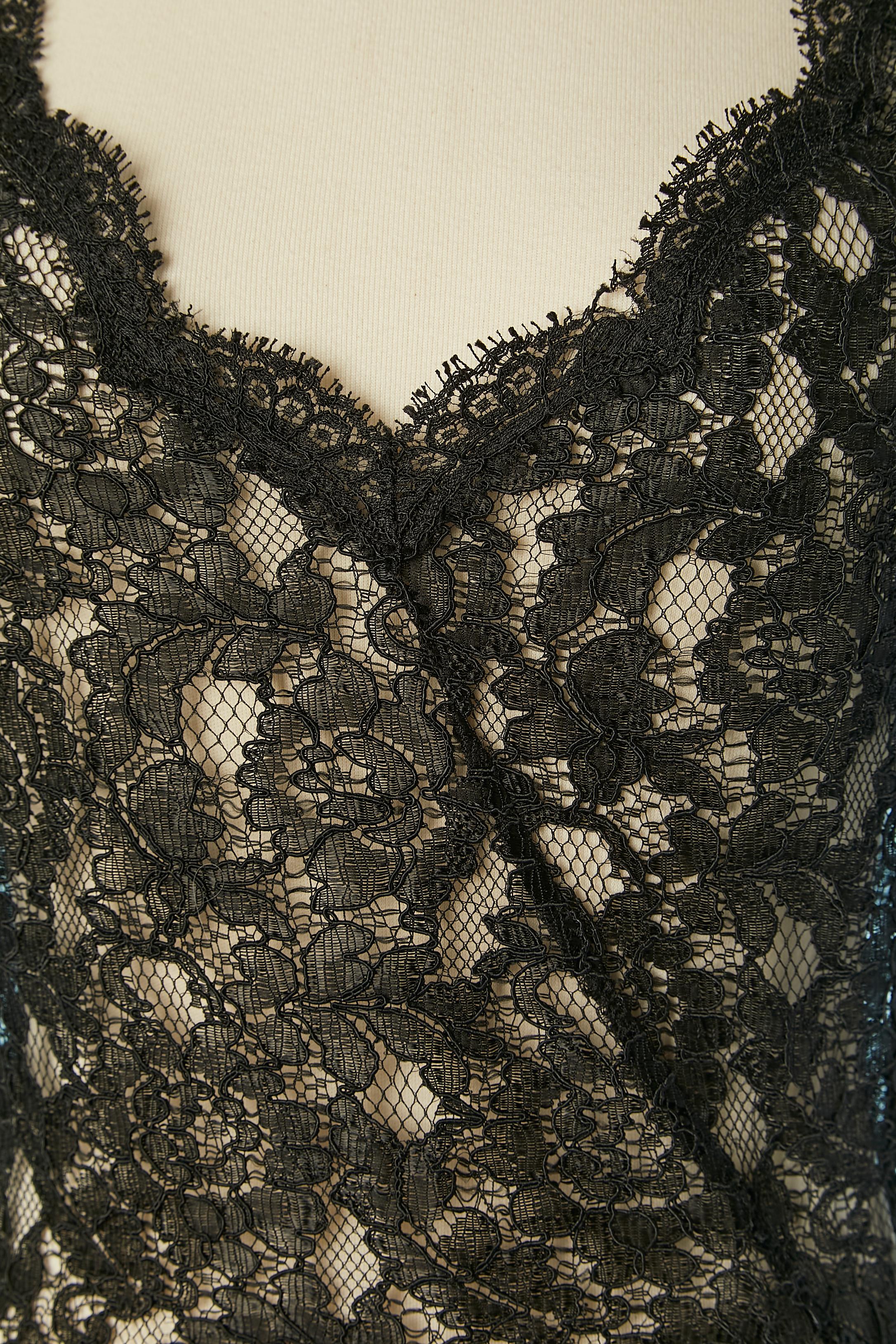 Black asymmetrical see-through lace cocktail dress. 
SIZE 8 (Us) 38 (Fr) M 