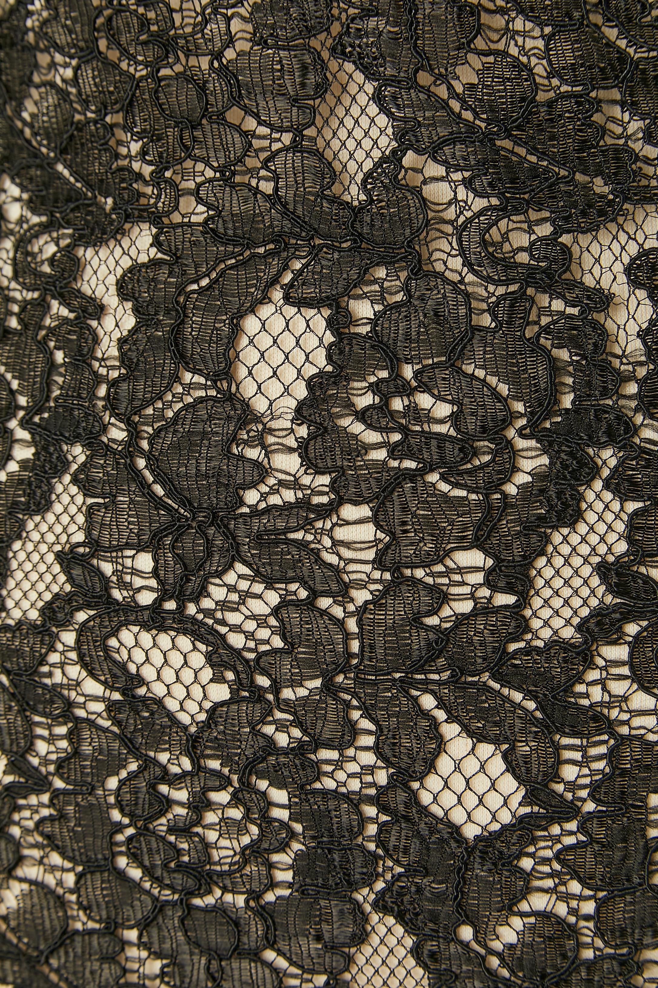 Black asymmetrical see-through lace cocktail dress Diane Von Furstenberg In Excellent Condition For Sale In Saint-Ouen-Sur-Seine, FR