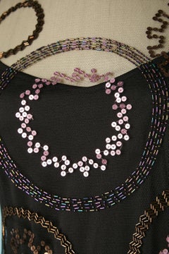 Black asymmetrical tulle cocktail dress with beaded work Gianfranco Ferré Studio