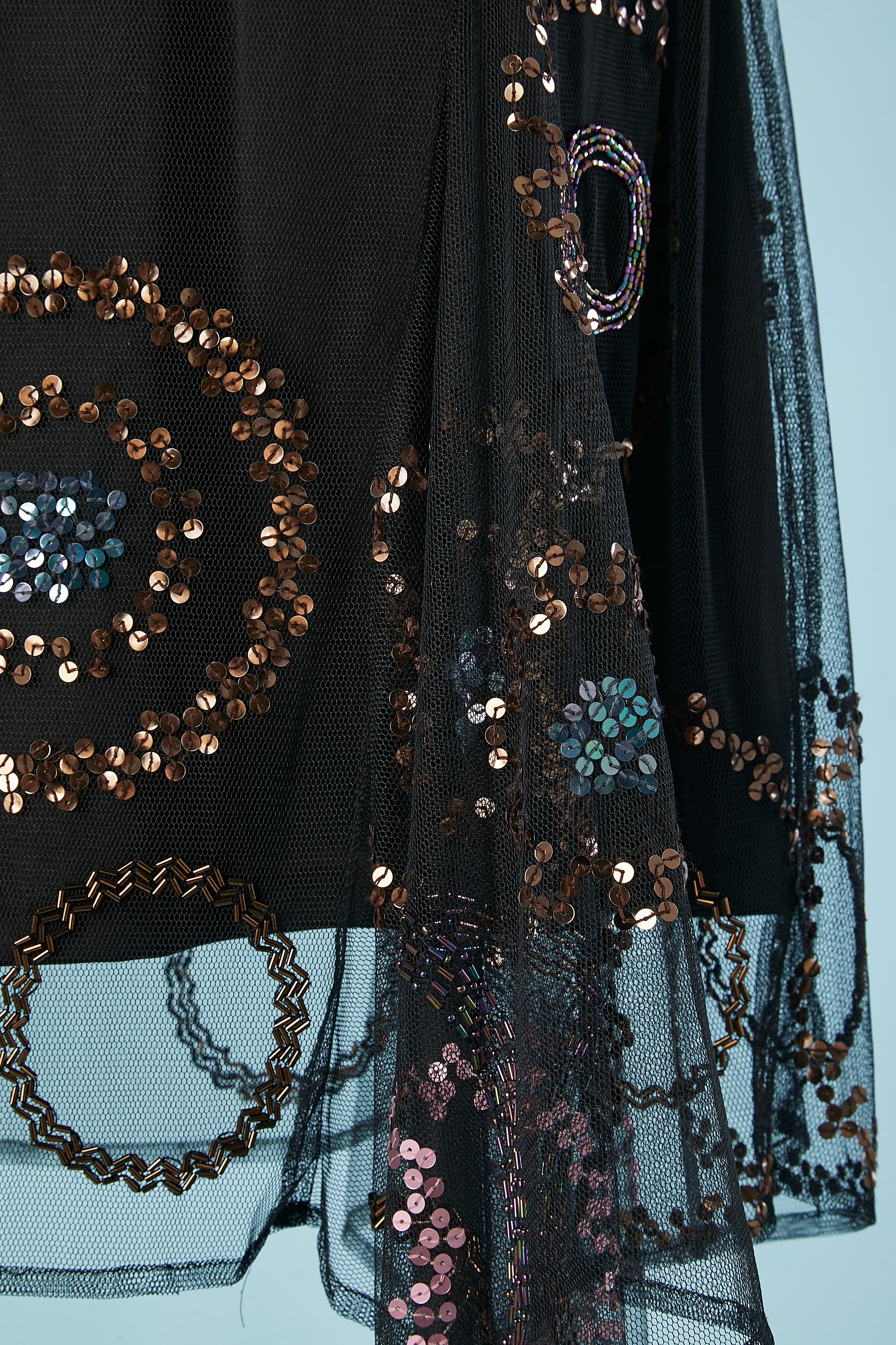 Women's Black asymmetrical tulle cocktail dress with beaded work Gianfranco Ferré Studio For Sale