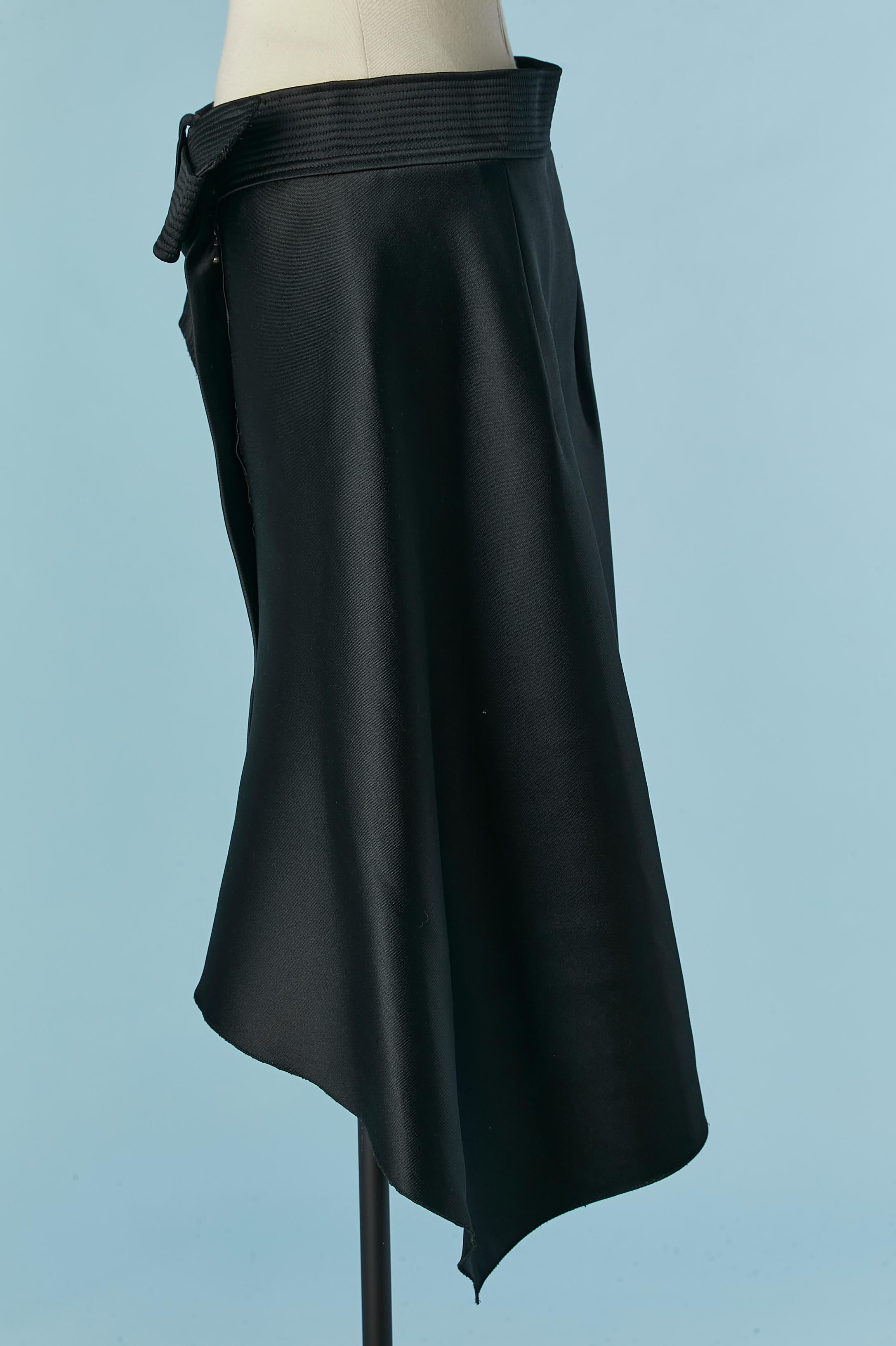 Black asymmetrical wrap skirt with bow Lanvin by Alber Elbaz SS 2013 In Excellent Condition For Sale In Saint-Ouen-Sur-Seine, FR