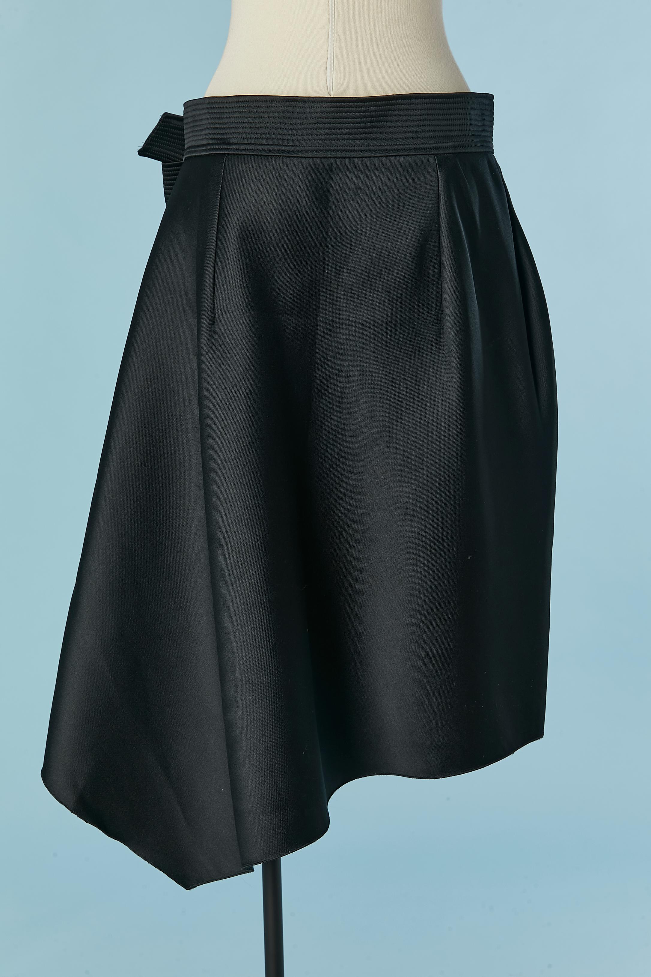 Women's Black asymmetrical wrap skirt with bow Lanvin by Alber Elbaz SS 2013 For Sale
