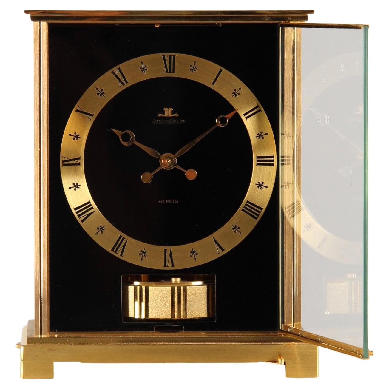 Black Atmos Clock by Jaeger LeCoultre, manufactured in 1969 For Sale