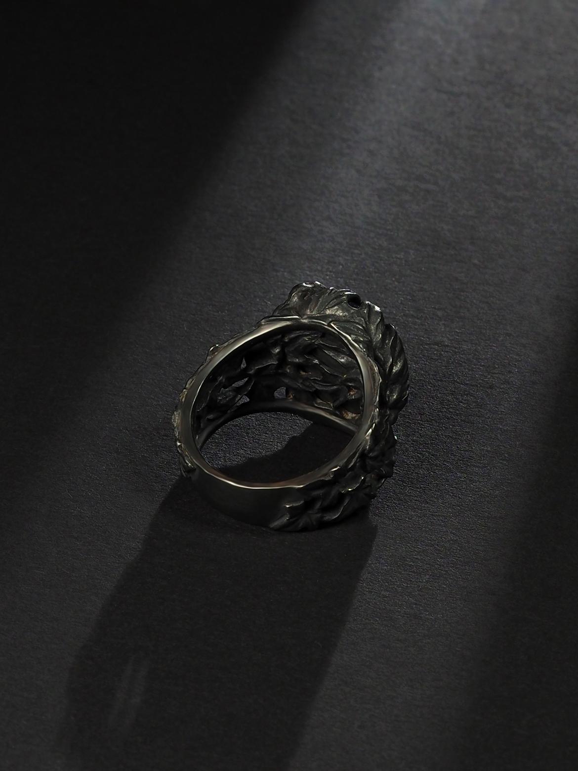 Black Australian Opal Ivy Ring Patinated black silver anniversary gift special For Sale 3