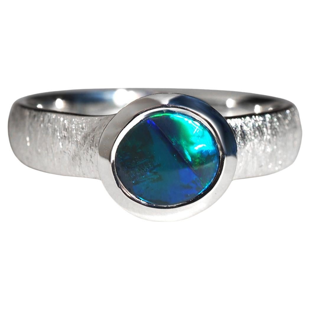 Black Australian Opal Silver Ring 1.01ct Engagement Natural Opal certificate