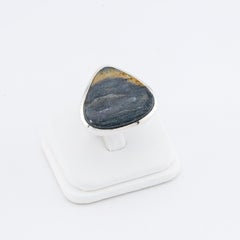 Black aventurine silver ring