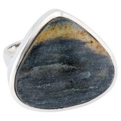 Black aventurine silver ring