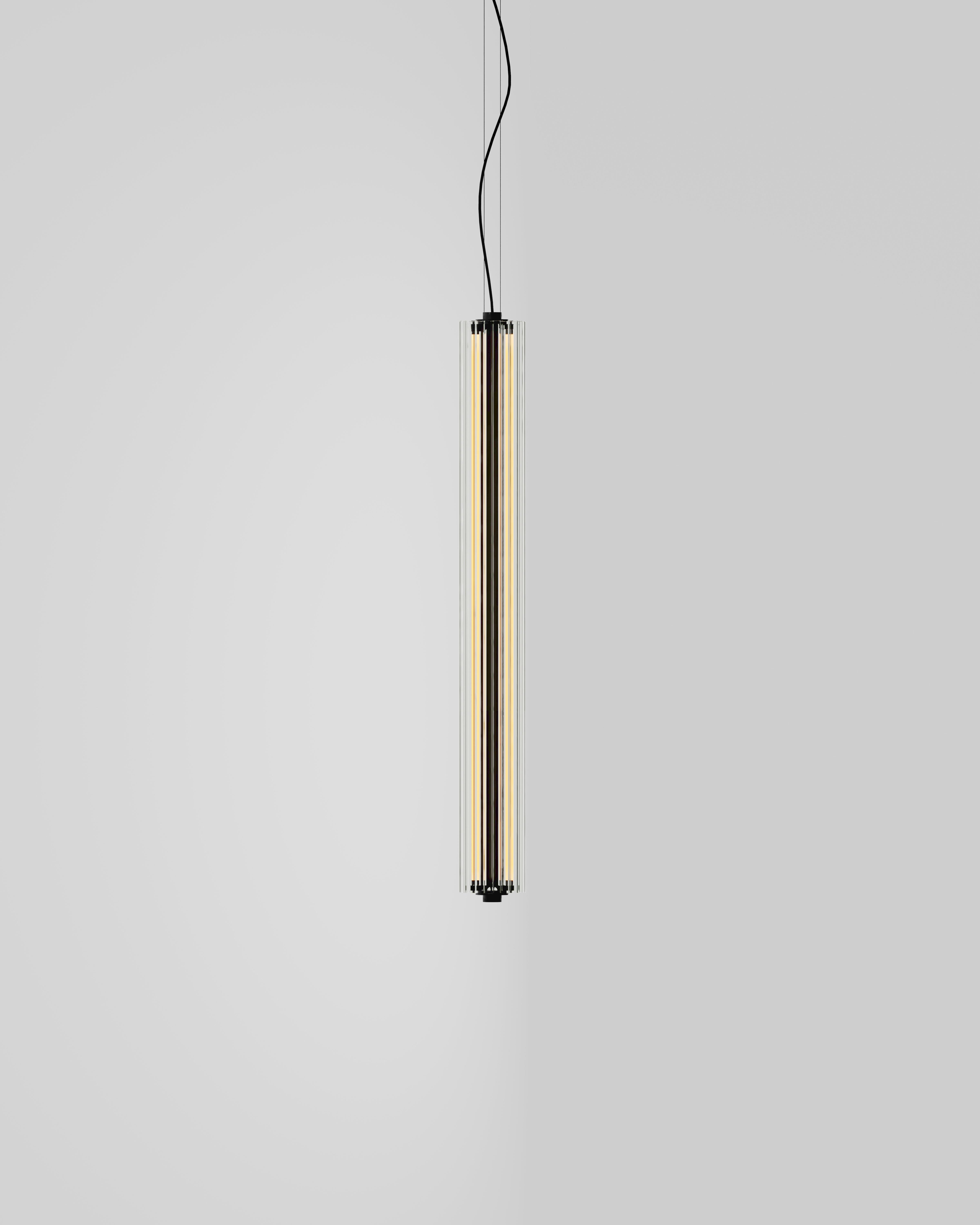 Black B15 T H PE Pendant Lamp by Parachilna
Dimensions: W 119 x D 14 x H 250 cm. 
Materials: Glass.
Weight: 5.5 kg
TRANSPARENT GLASS DIFFUSER

About: They are based in Barcelona, a city with a rich design heritage. It is where Spanish design and
