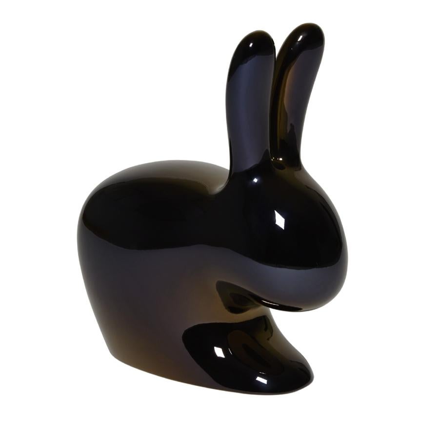 Black Baby Rabbit Chair with Metallic Finish by Stefano Giovannoni Made in Italy In New Condition For Sale In Beverly Hills, CA