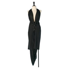 Black backless asymmetrical dress with laces on the front LIMI FEU
