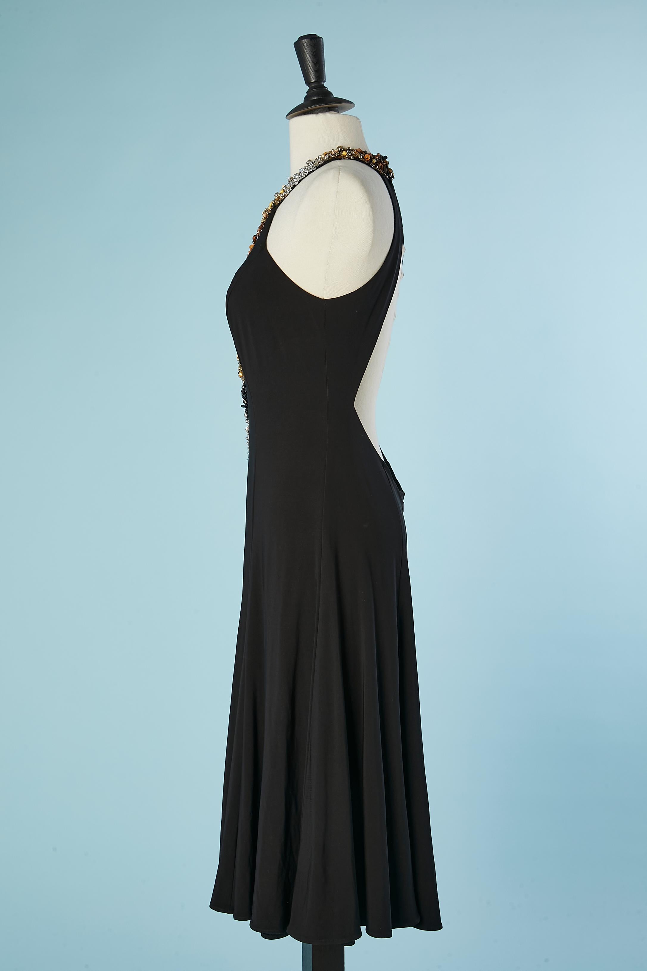 Women's Black backless cocktail dress with beadwork on the neckline Ferri Couture  For Sale