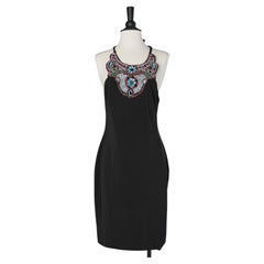 Black backless cocktail dress with embroidered neckline Valentino Miss V 