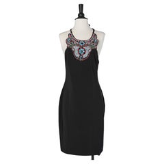 Black backless cocktail dress with embroidered neckline Valentino Miss V