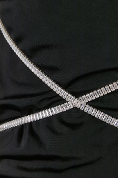 Black backless cocktail jersey dress with rhinestone strap ALEXANDRE VAUTHIER