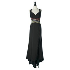 Black backless evening dress with beadwork on the waist Gai Mattiolo Red Carpet 