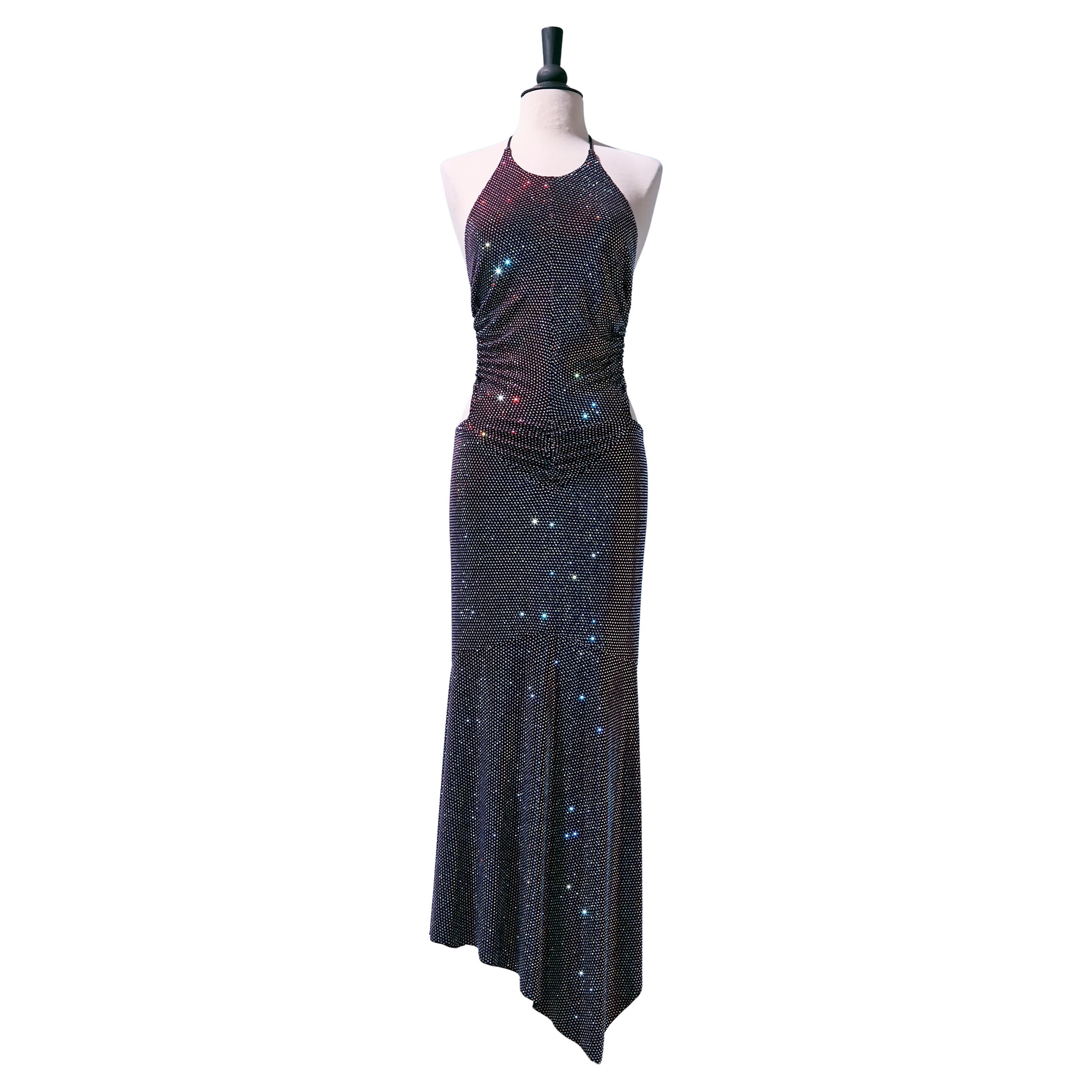 Black backless evening dress with multicolor rhinestone ALEXANDRE VAUTHIER