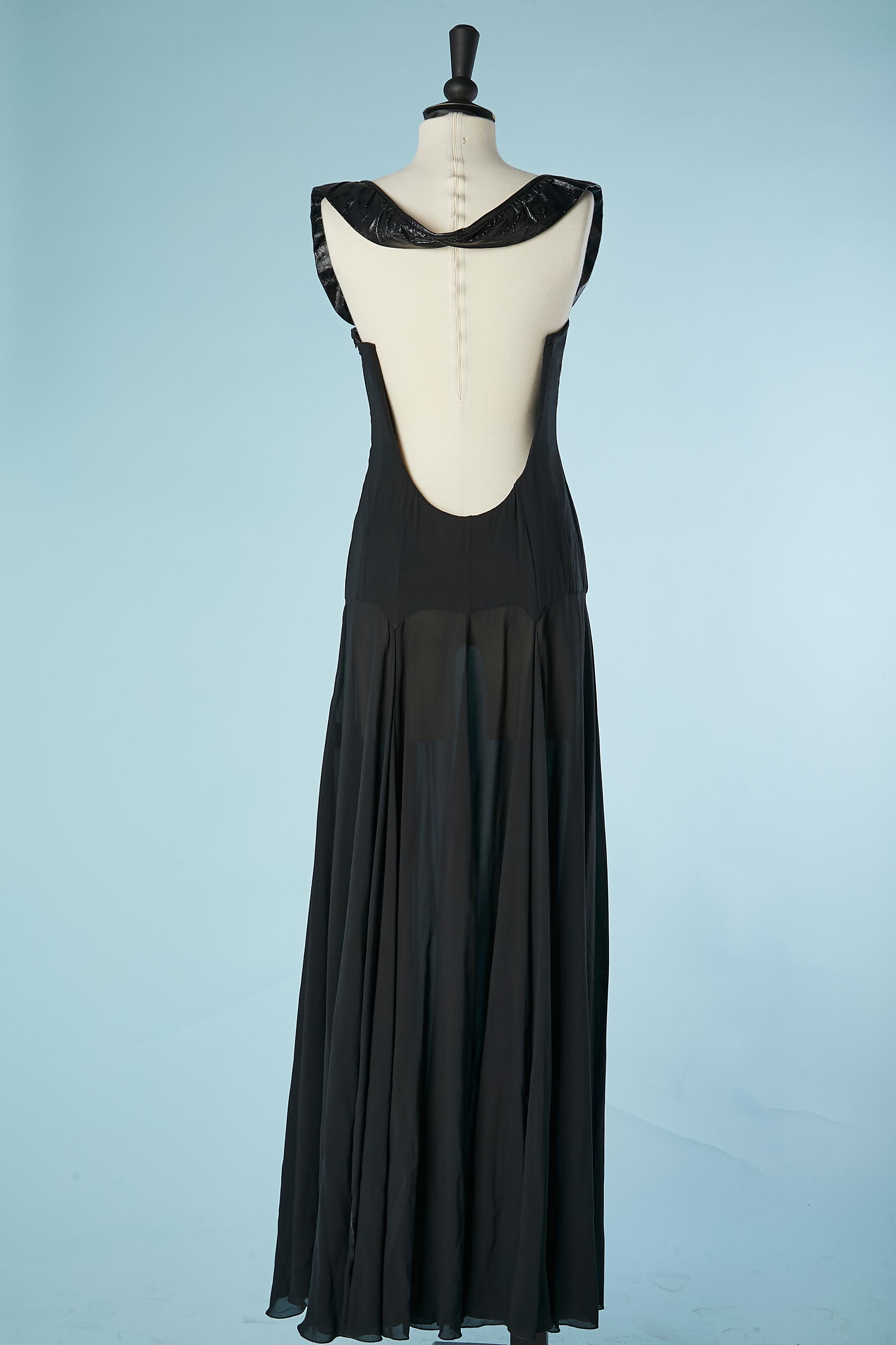 Black backless evening dress with patent leather collar Jasmine Di Milo Universe 1