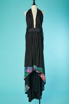 Black backless evening dress with printed edge Just Cavalli