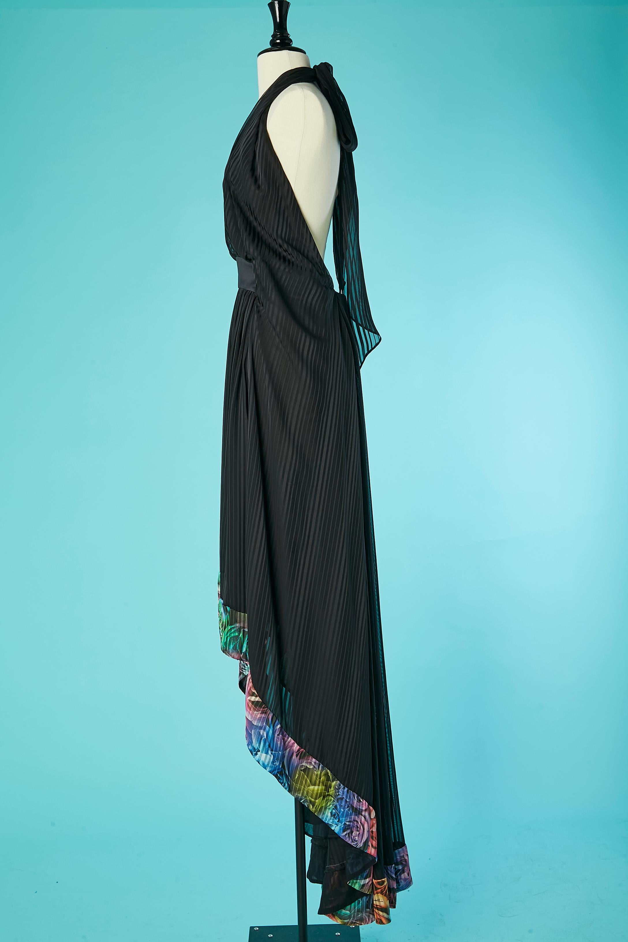 Black backless evening dress with printed edge Just Cavalli  For Sale 2
