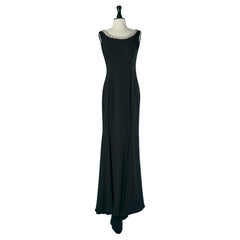 Black backless evening dress with rhinestone neckline Gai Mattiolo Red Carpet 
