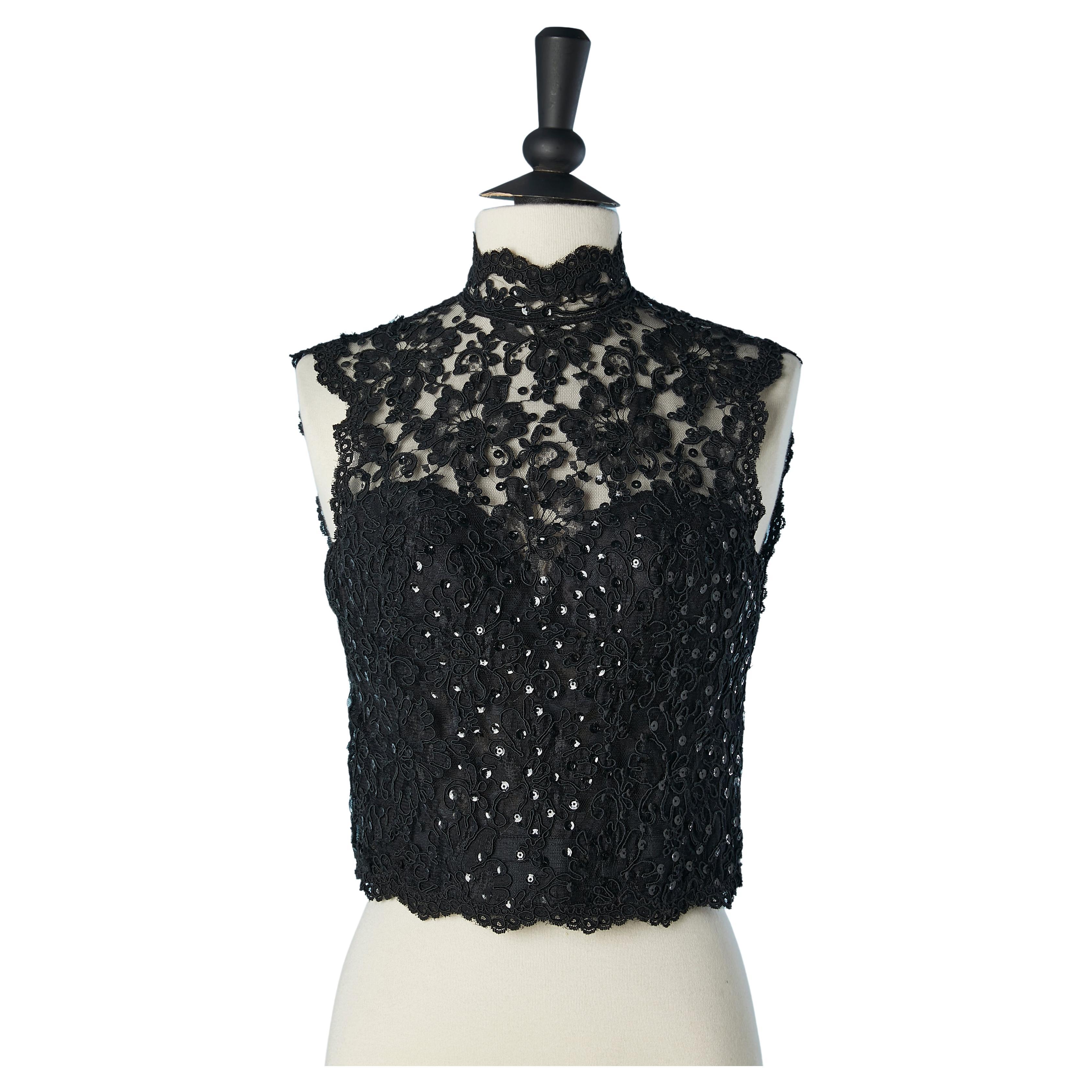 Black backless guipure corset with sequin Only Hearts  For Sale