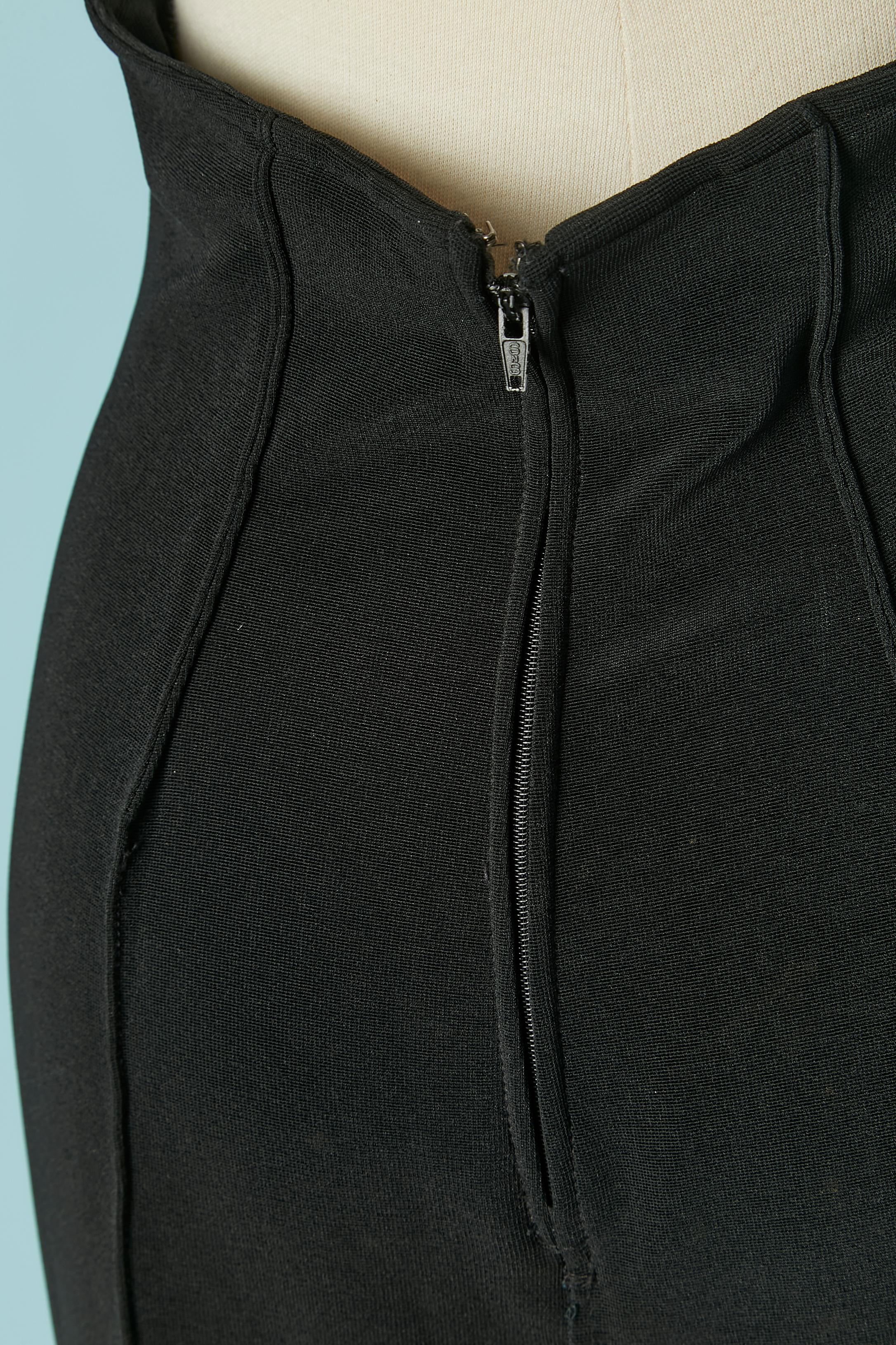 Black backless  jumpsuit with stud, rhinestone and cut-work Caché For Sale 2