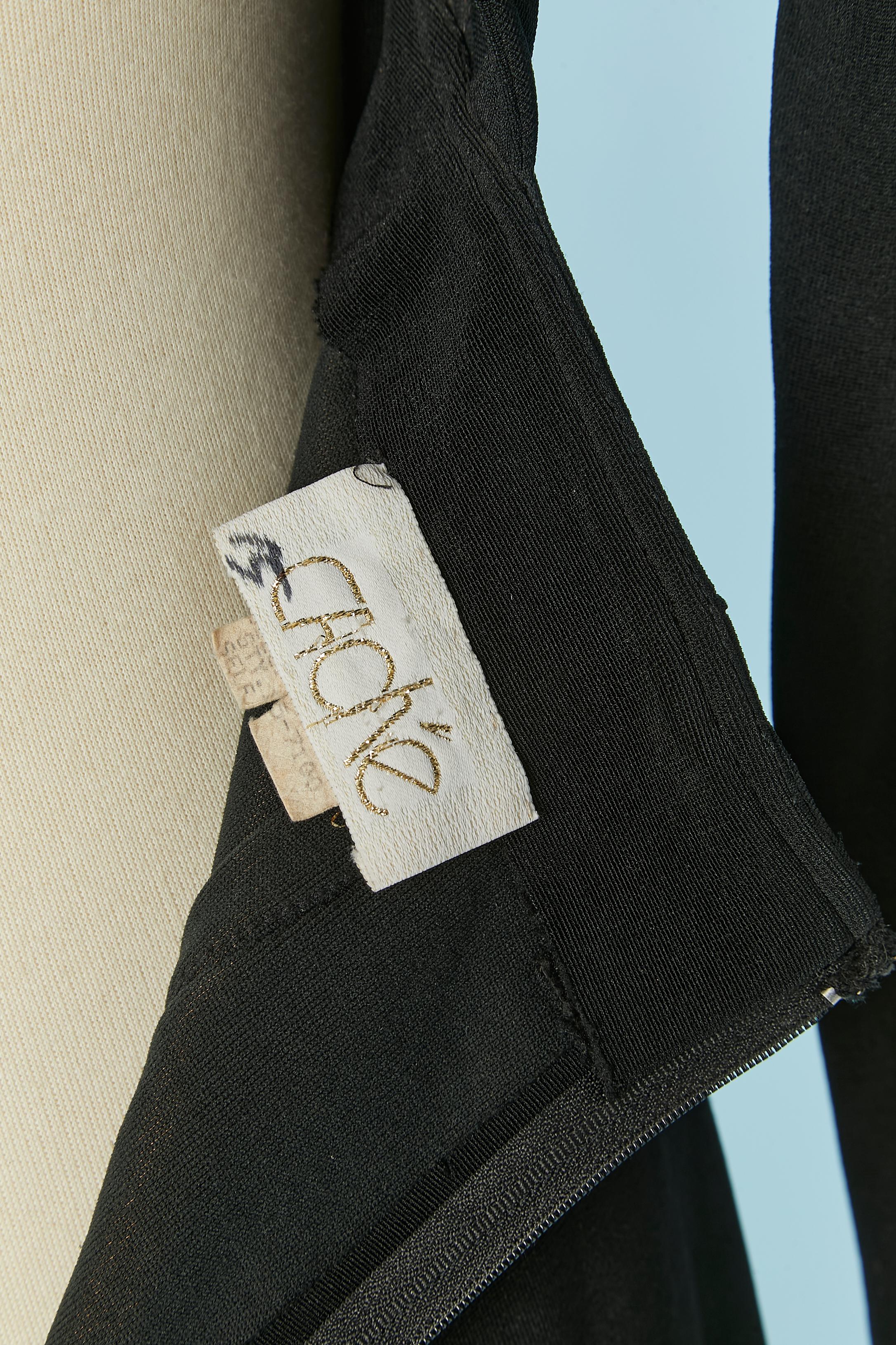 Black backless  jumpsuit with stud, rhinestone and cut-work Caché For Sale 3