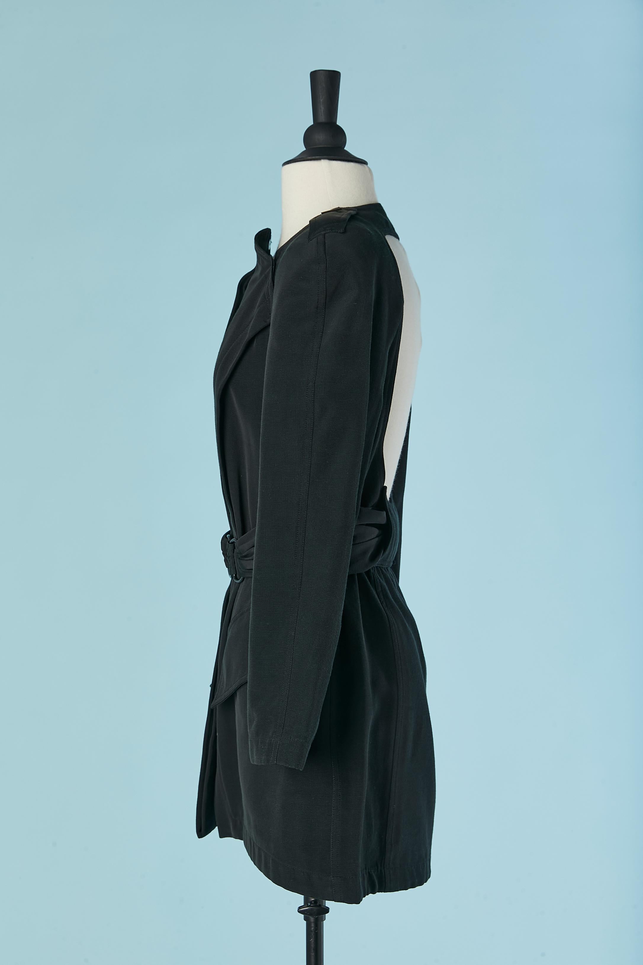 Black backless long jacket ( or mini dress) THIERRY MUGLER For Sale 2