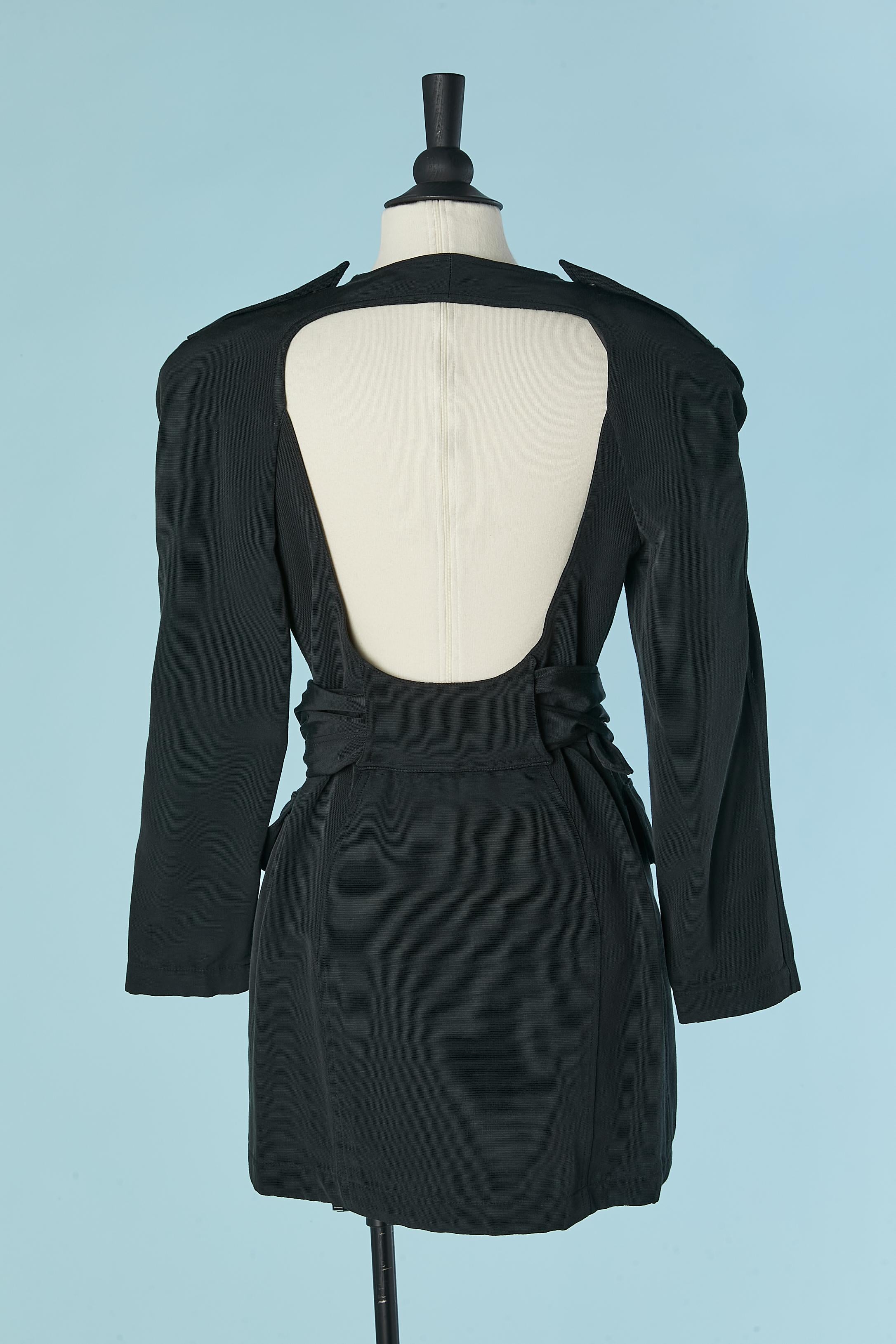 Black backless long jacket ( or mini dress) THIERRY MUGLER For Sale 3
