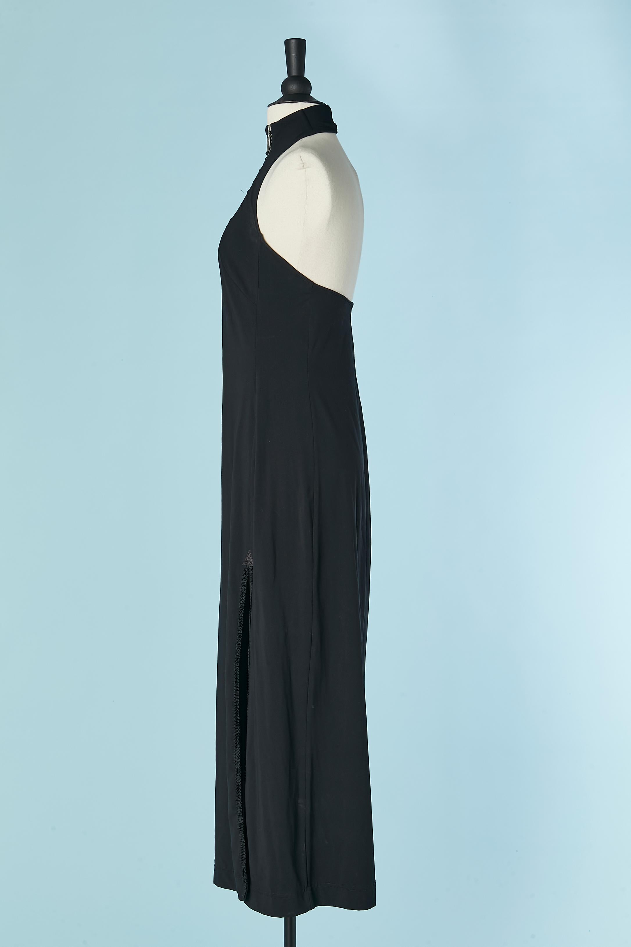 Donna Abito lungo in jersey nero senza schienale con zip Montana BLU in vendita