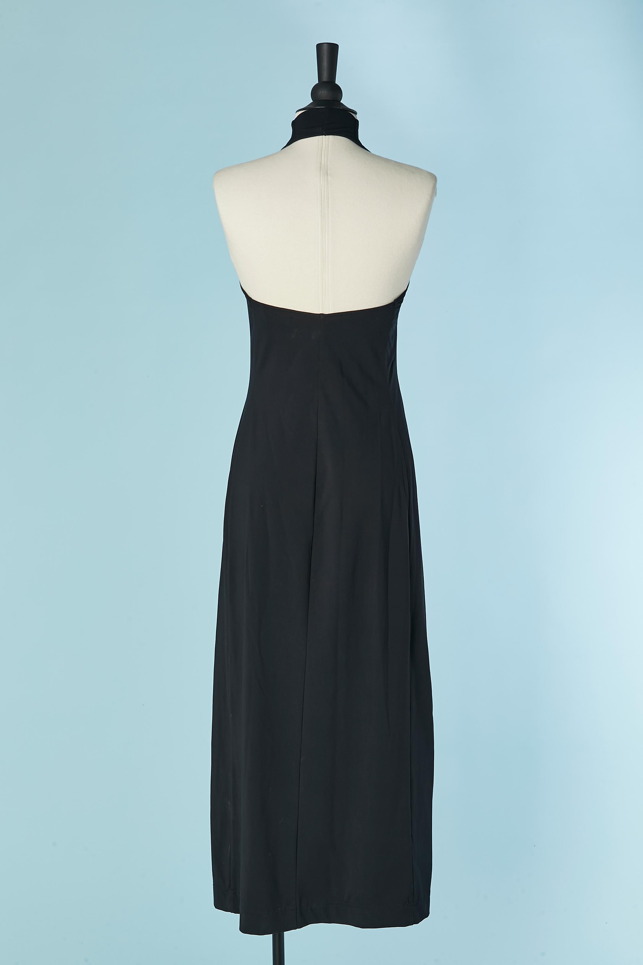 Abito lungo in jersey nero senza schienale con zip Montana BLU in vendita 1
