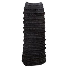 Maxi gonna da sera nera con bordi in pelliccia di Badgley Mischka, taglia US 8