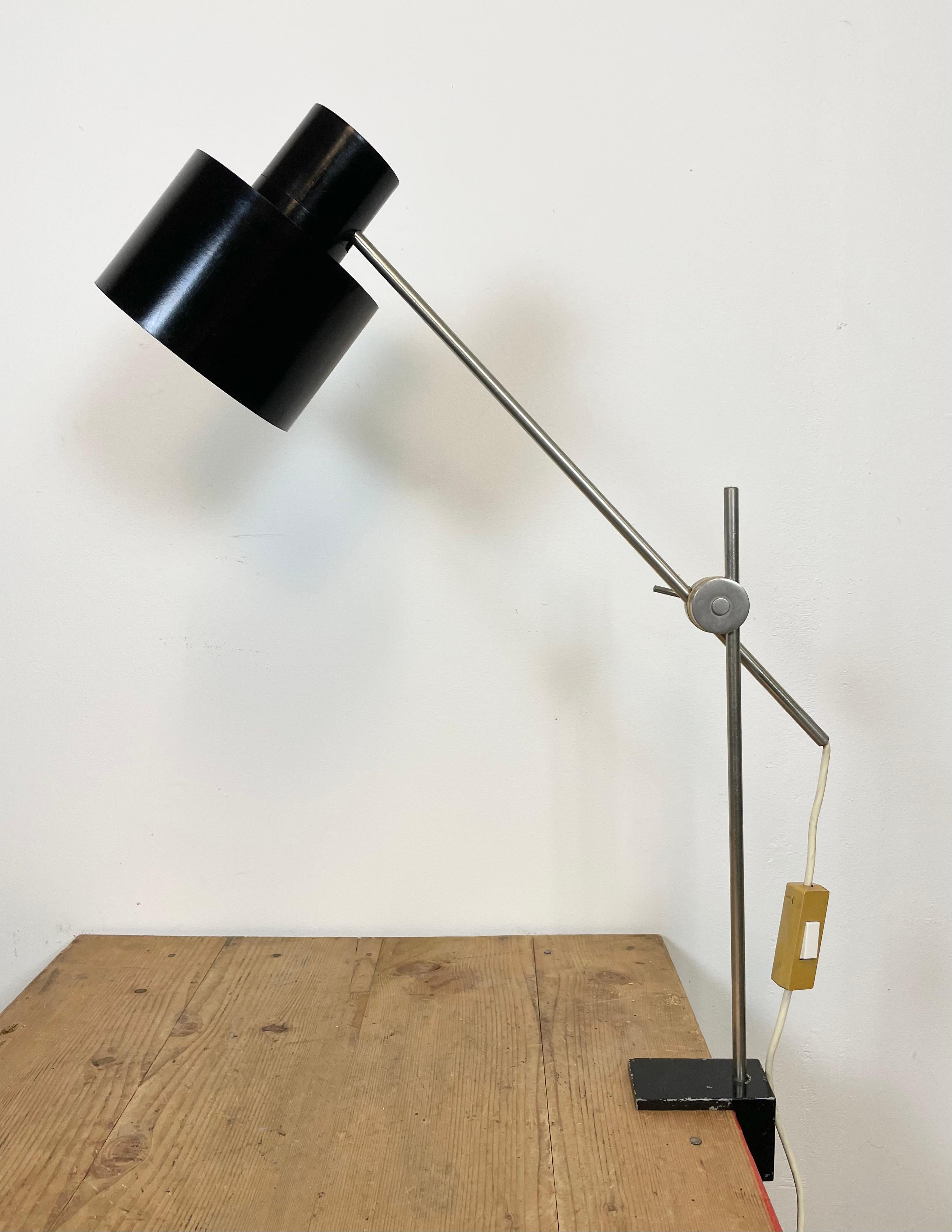 Industrial Black Bakelite Adjustable Table Lamp with Clamp Base from Elektrosvit, 1960s