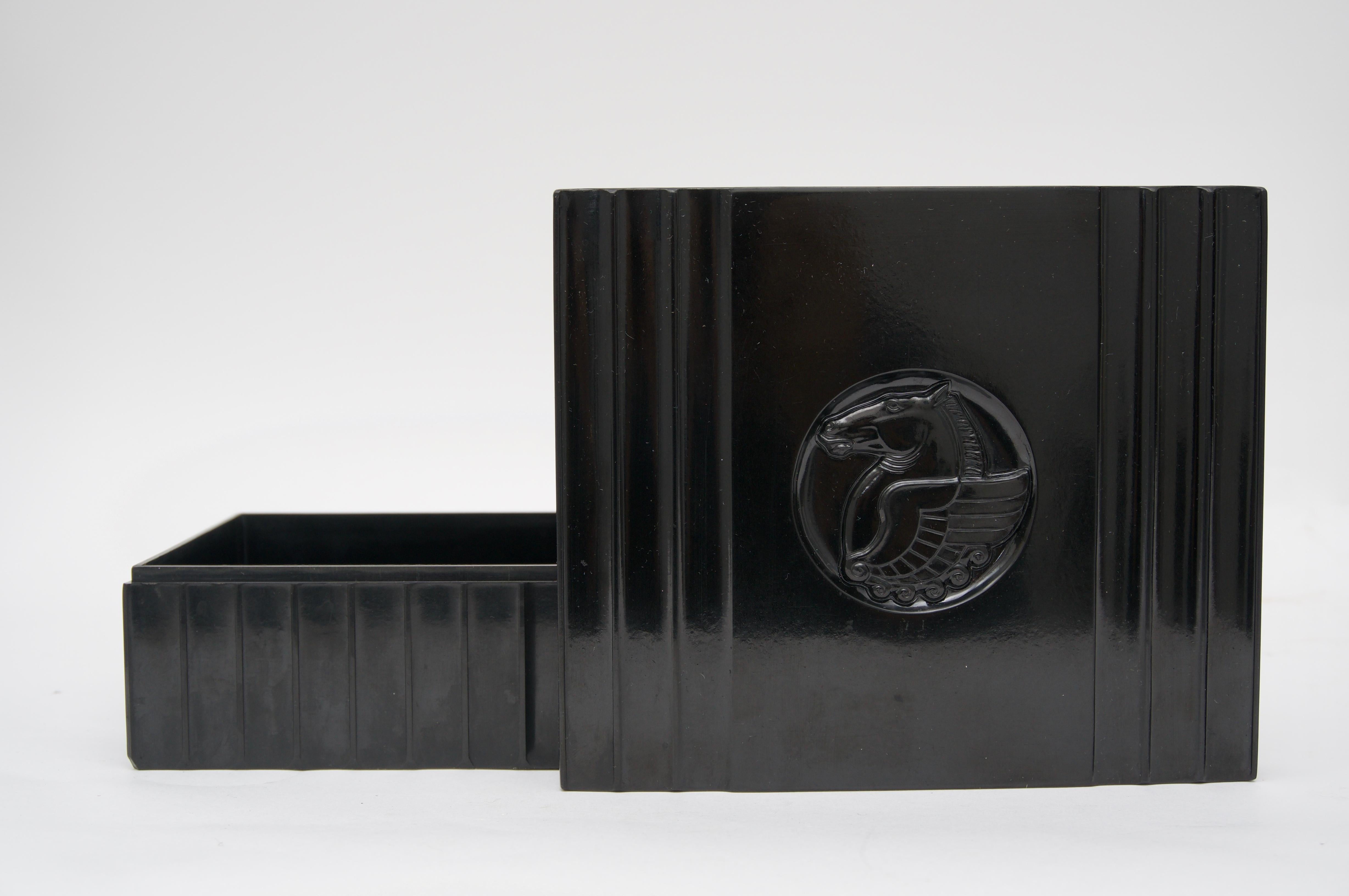 Molded Black Bakelite American Art Deco Storage Box