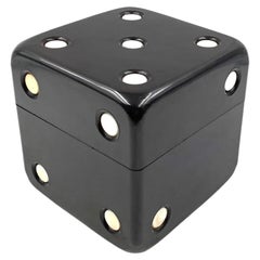 Black bakelite dice shaped box, Italy 1970