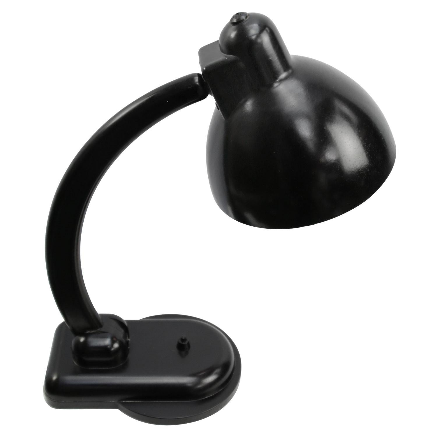 Black bakelite soviet desk lamp
Adjustable in height and angle
Black cotton wire and switch

Weight: 1.90 kg / 4.2 lb

Priced per individual item. All lamps have been made suitable by international standards for incandescent light bulbs,