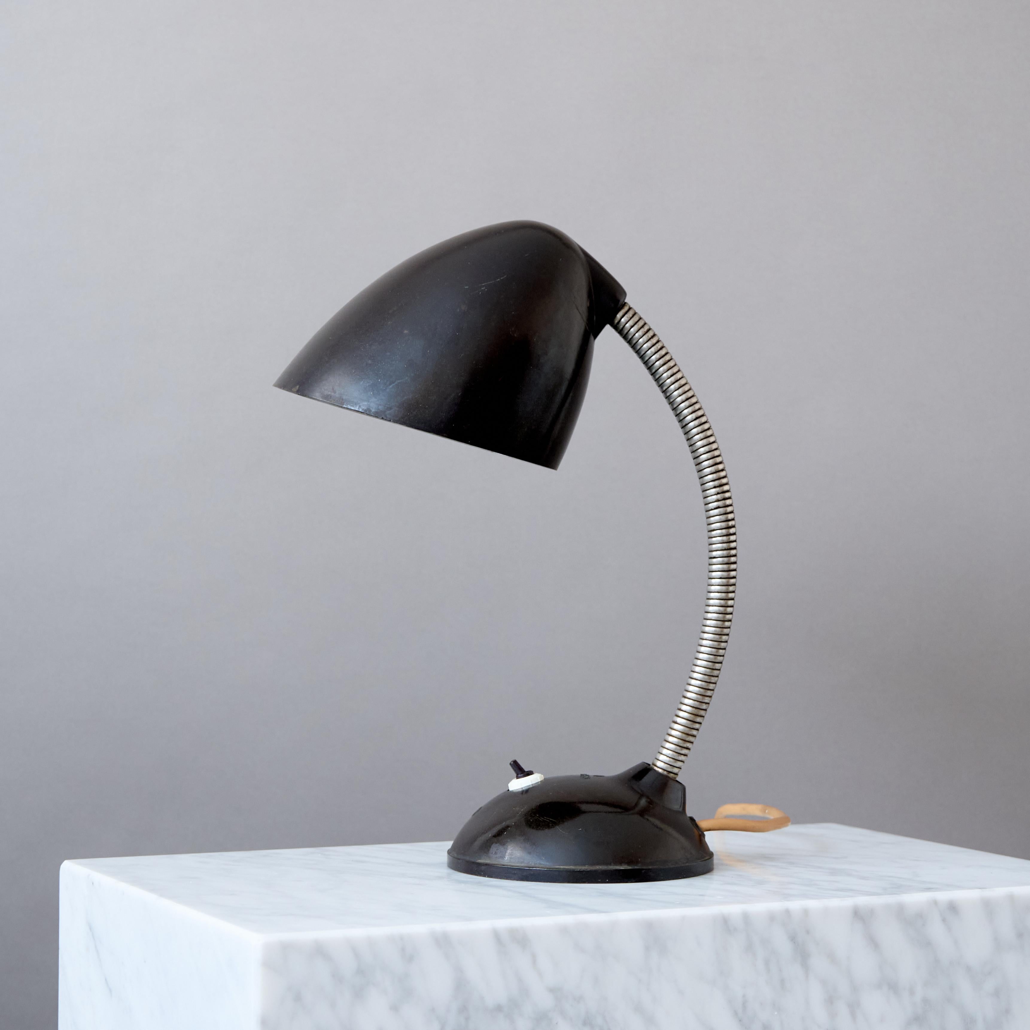 20th Century Black Bakelite Midcentury Table Lamp by Eric Kirkman Cole for Elektrosvit, 1940s For Sale