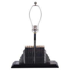 Black Bakelite & Nickel "Skyscraper" Library Bookend Table Lamp, 1920's