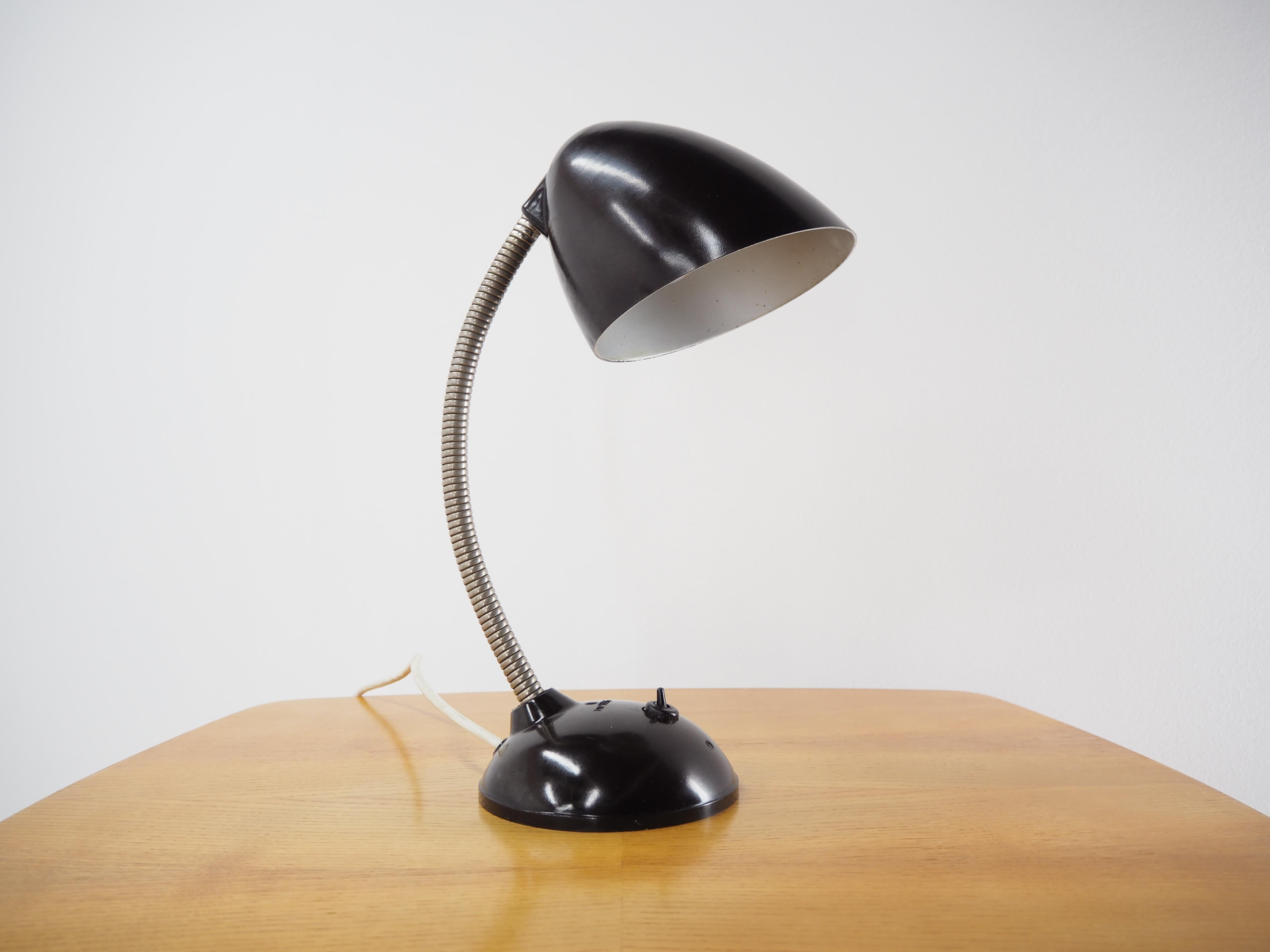 Bauhaus Black Bakelite Table Lamp by Eric Kirkman Cole, Czechoslovakia, 1950s
