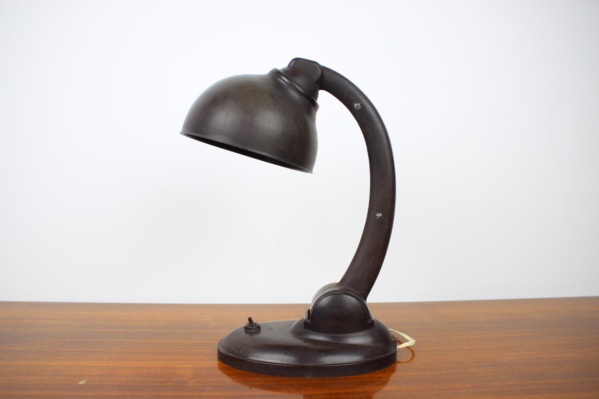 Mid-Century Modern Black Bakelite Table Lamp by Eric Kirkman Cole, Czechoslovakia, 1950s
