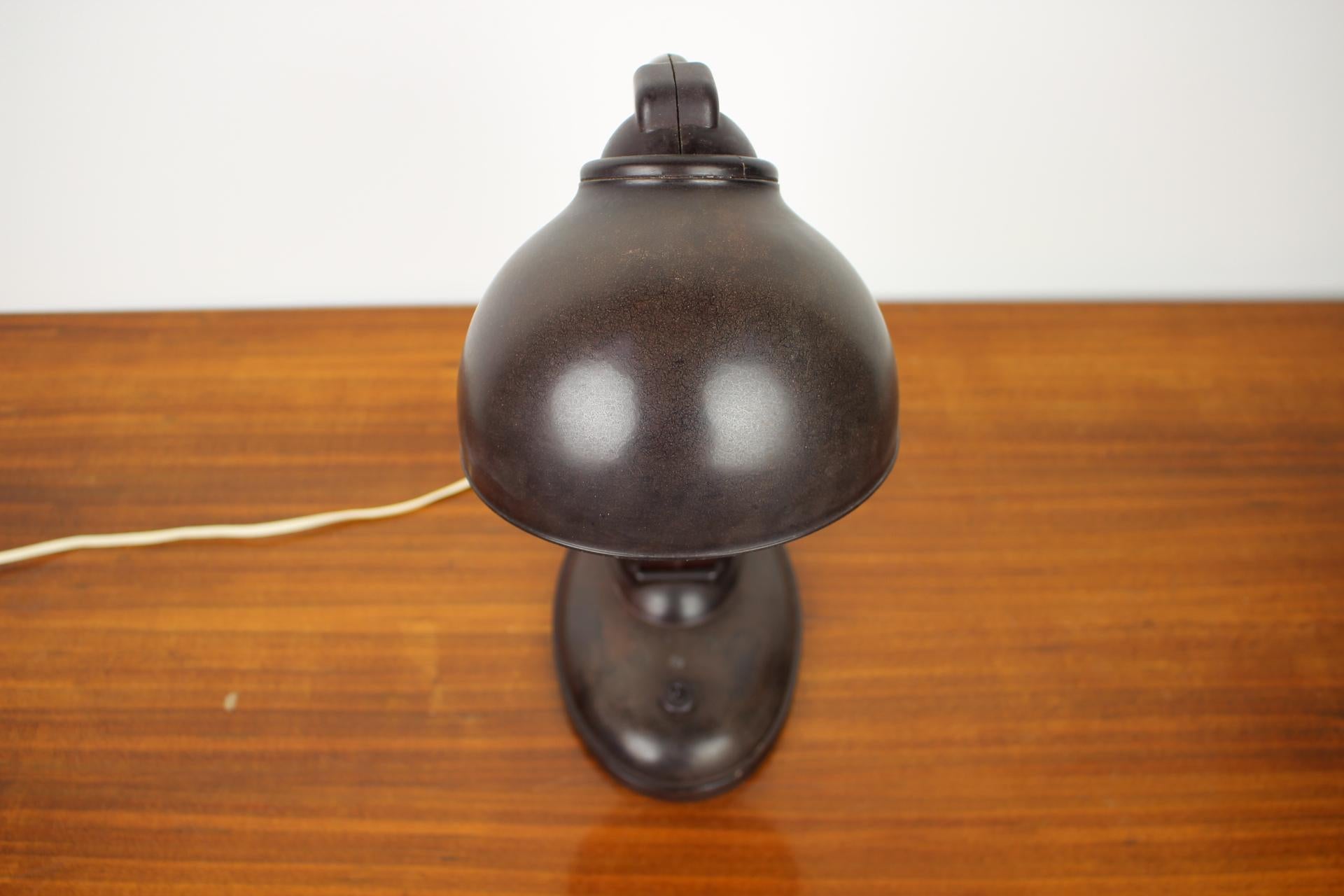 Mid-20th Century Black Bakelite Table Lamp by Eric Kirkman Cole, Czechoslovakia, 1950s