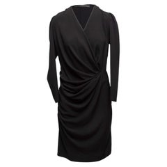 Black Balenciaga Draped Long Sleeve Dress Size