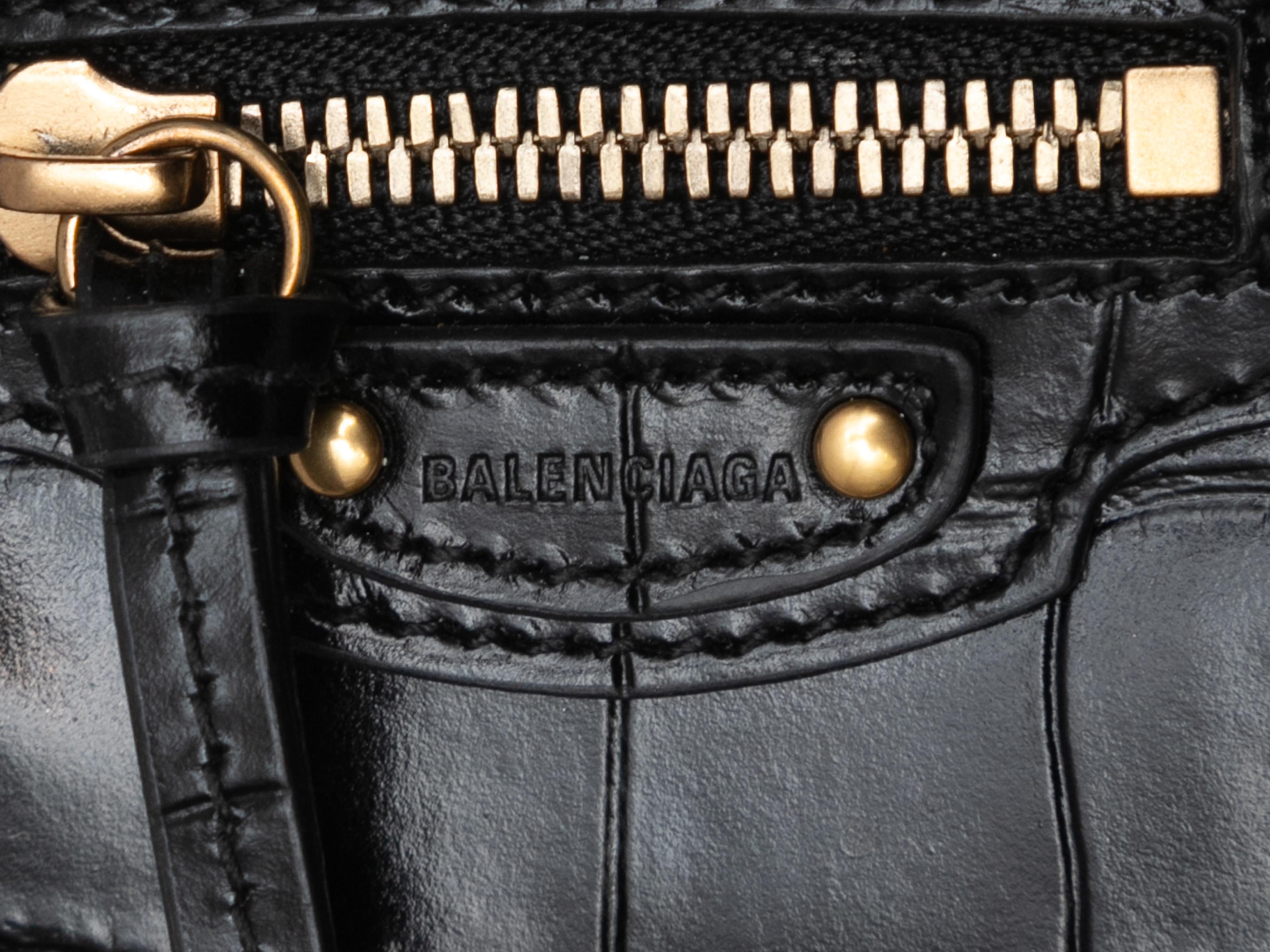 Black Balenciaga Embossed Croc Super Nano City Bag 2