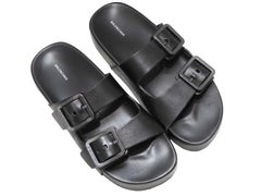 Black Balenciaga Leather Platform Slide Sandals Size 40