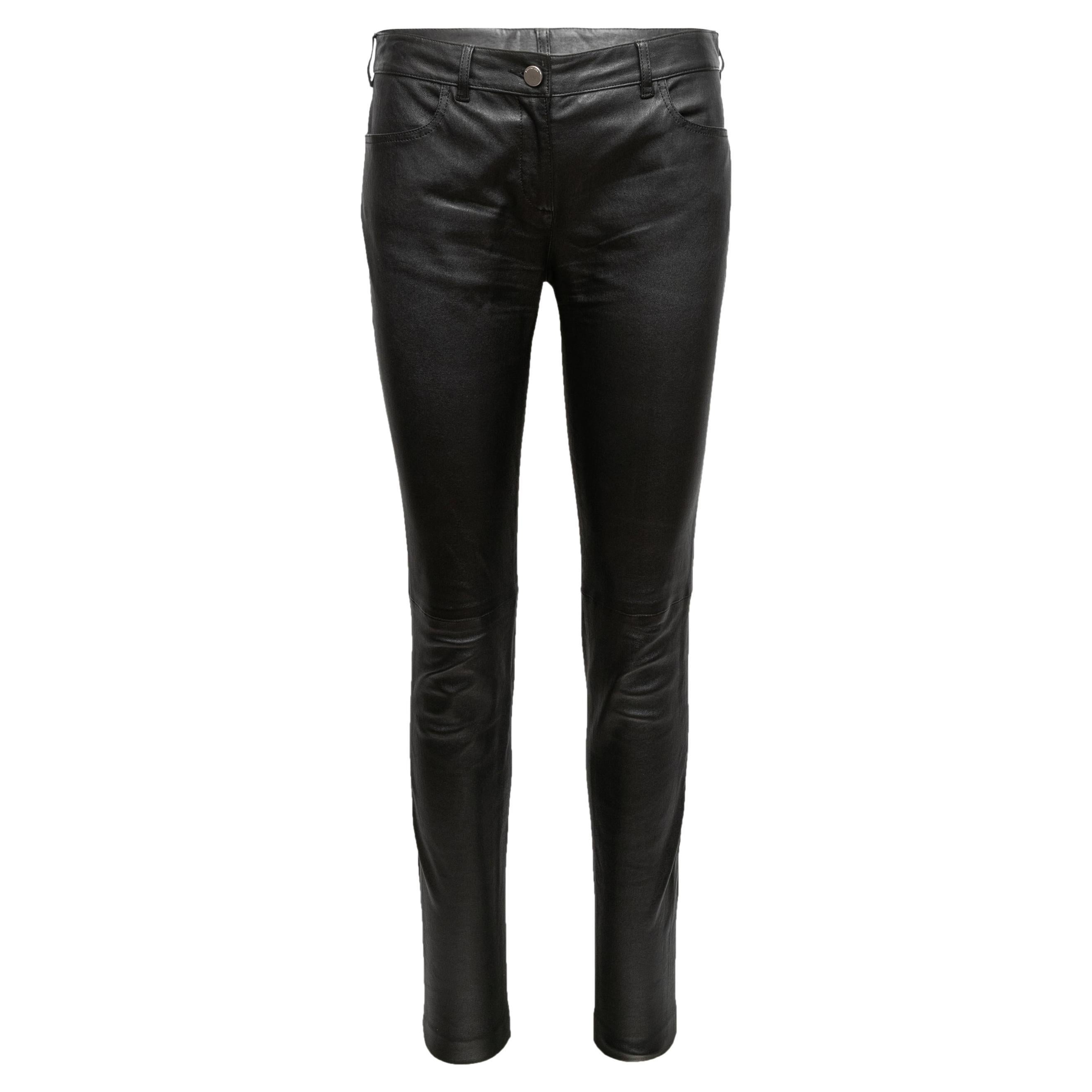 Black Balenciaga Leather Skinny-Leg Pants Size EU 40